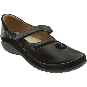 Naot Matai MaryJane Black Leather Suede Comfort Traction Velcro Strap Shoe